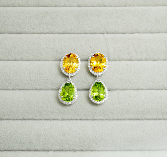 イエローベリル ペリドット ピアス