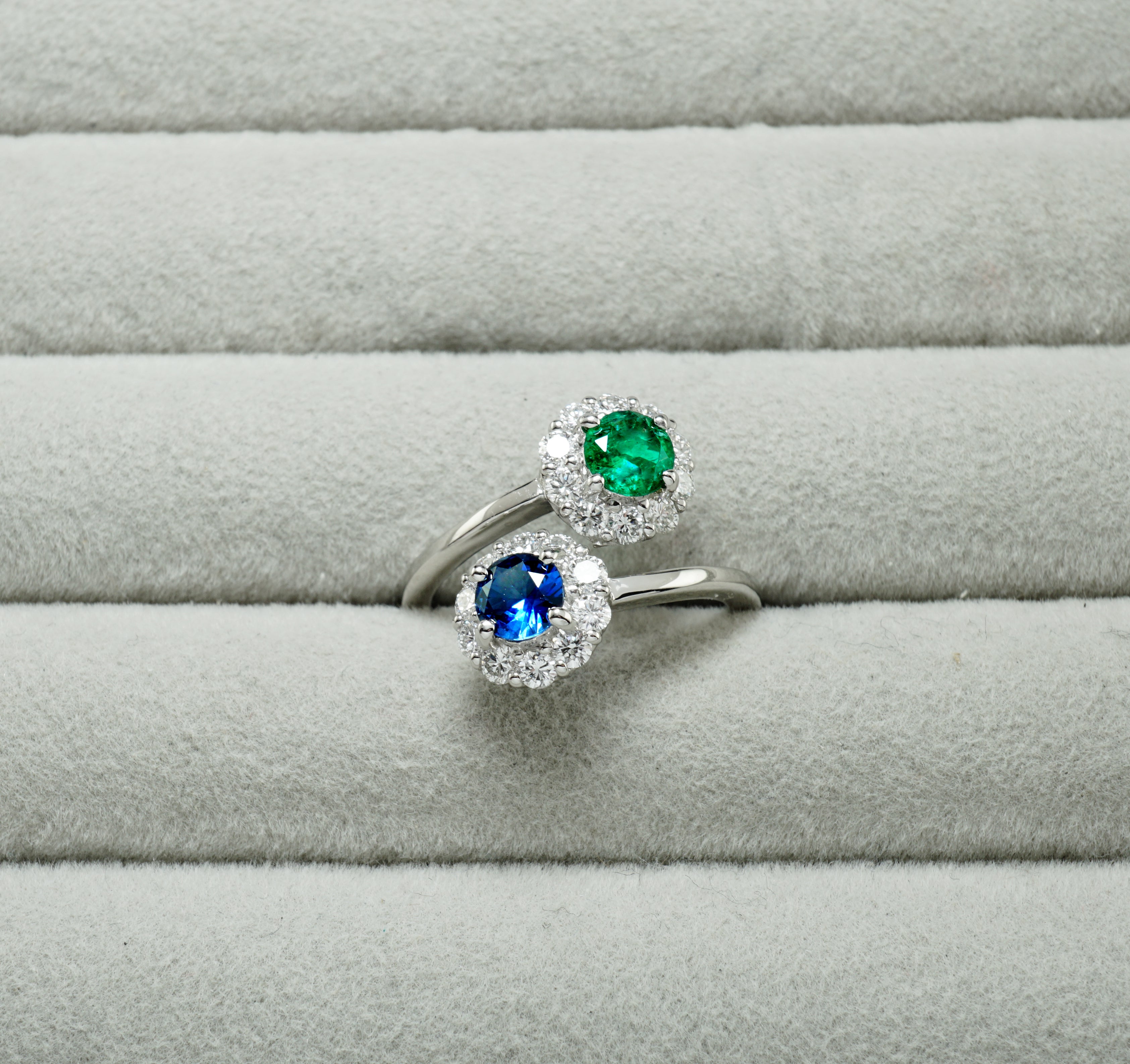 ＊925 天然エメラルド&ダイヤモンド&サファイアリング sapphire サファイア エメラルド リング – Liberi jewelry